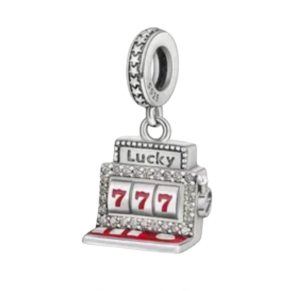 S925 Lucky 777 Slots Casino Charm Pandora Style